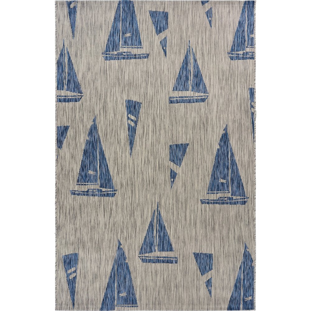 Catalina Durable Performance Area Rug Outdoor in Blue/Gray, 7'9" x 9'9". Picture 1