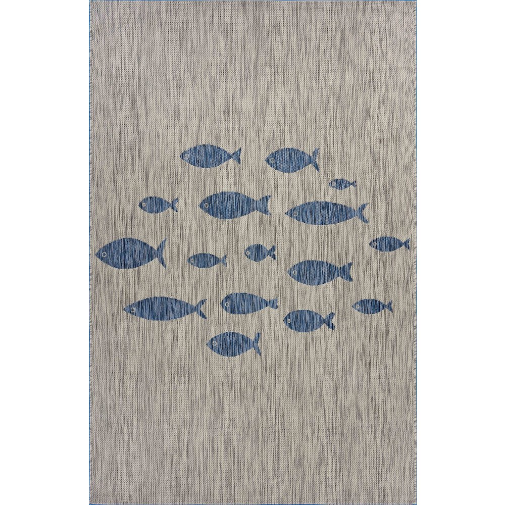 Catalina Durable Performance Area Rug Outdoor in Blue/Gray, 7'9" x 9'9". Picture 1