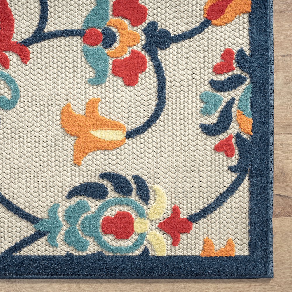 Copa Cabana Durable Performance Area Rug Outdoor in Orange/Blue, 3'6" x 5'6". Picture 5