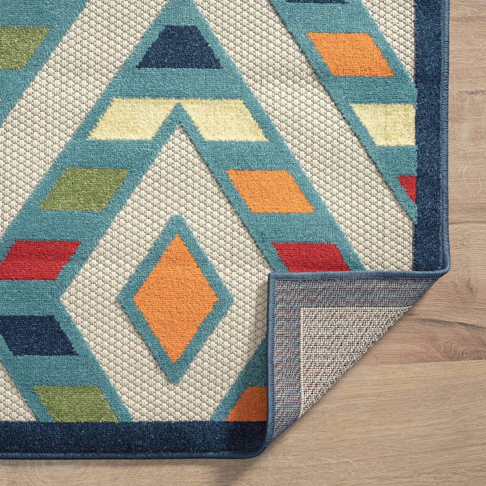 Durable Performance Area Rug Outdoor in Blue/Multicolored, 3'6" x 5'6". Picture 3