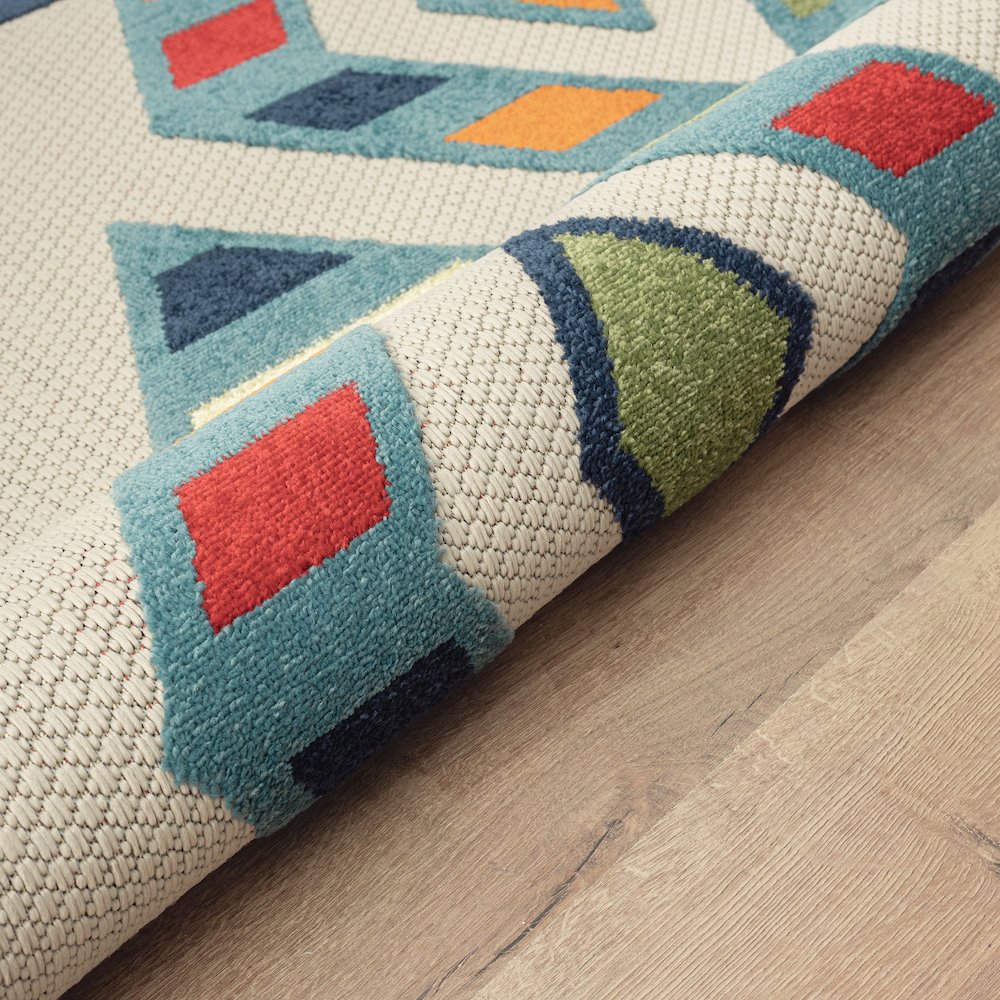 Durable Performance Area Rug Outdoor in Blue/Multicolored, 3'6" x 5'6". Picture 4