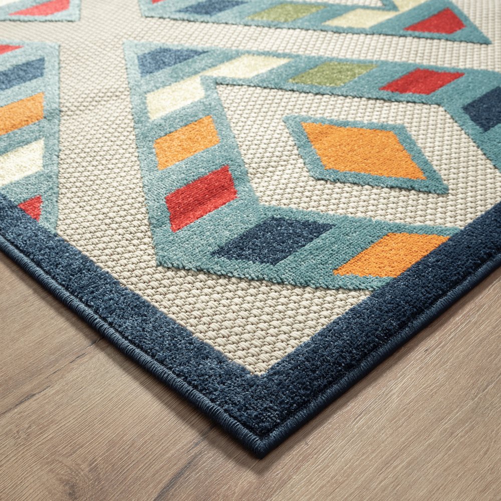 Durable Performance Area Rug Outdoor in Blue/Multicolored, 3'6" x 5'6". Picture 6
