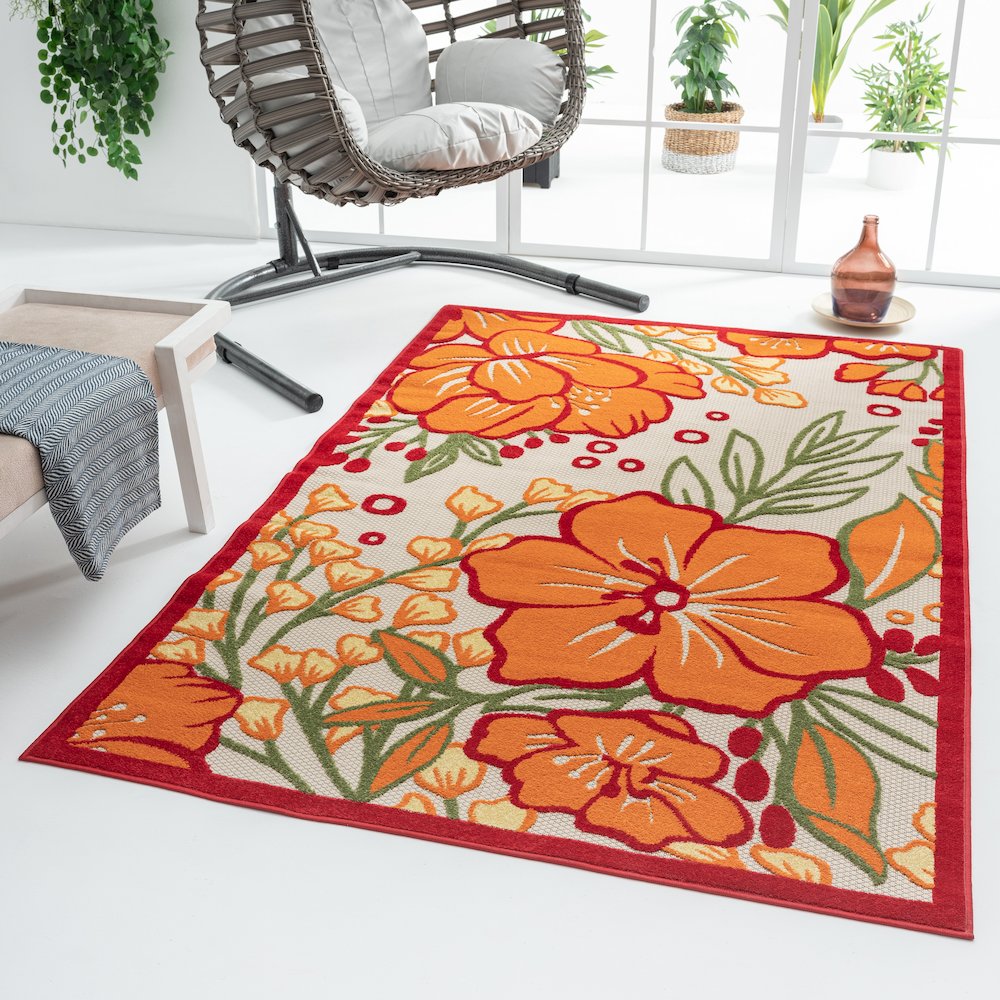 Copa Cabana Durable Performance Area Rug Outdoor in Gray/Beige, 7'10" x 9'10". Picture 7