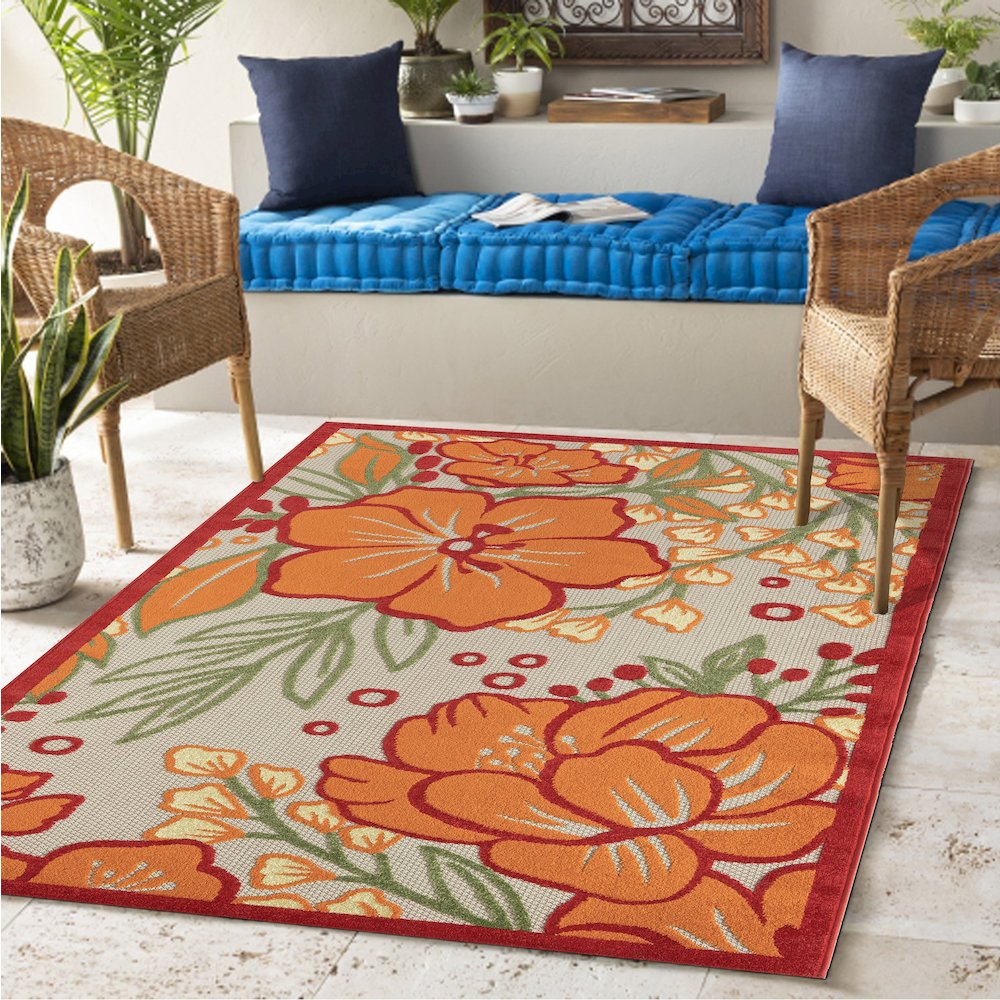 Copa Cabana Durable Performance Area Rug Outdoor in Gray/Beige, 7'10" x 9'10". Picture 9