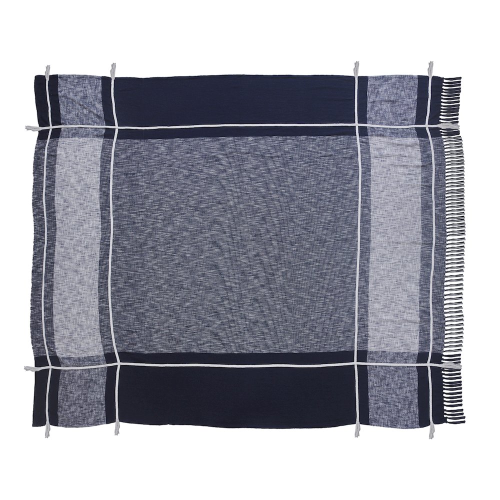 Coverlet Cotton in Blue/White 90" x 108". Picture 1