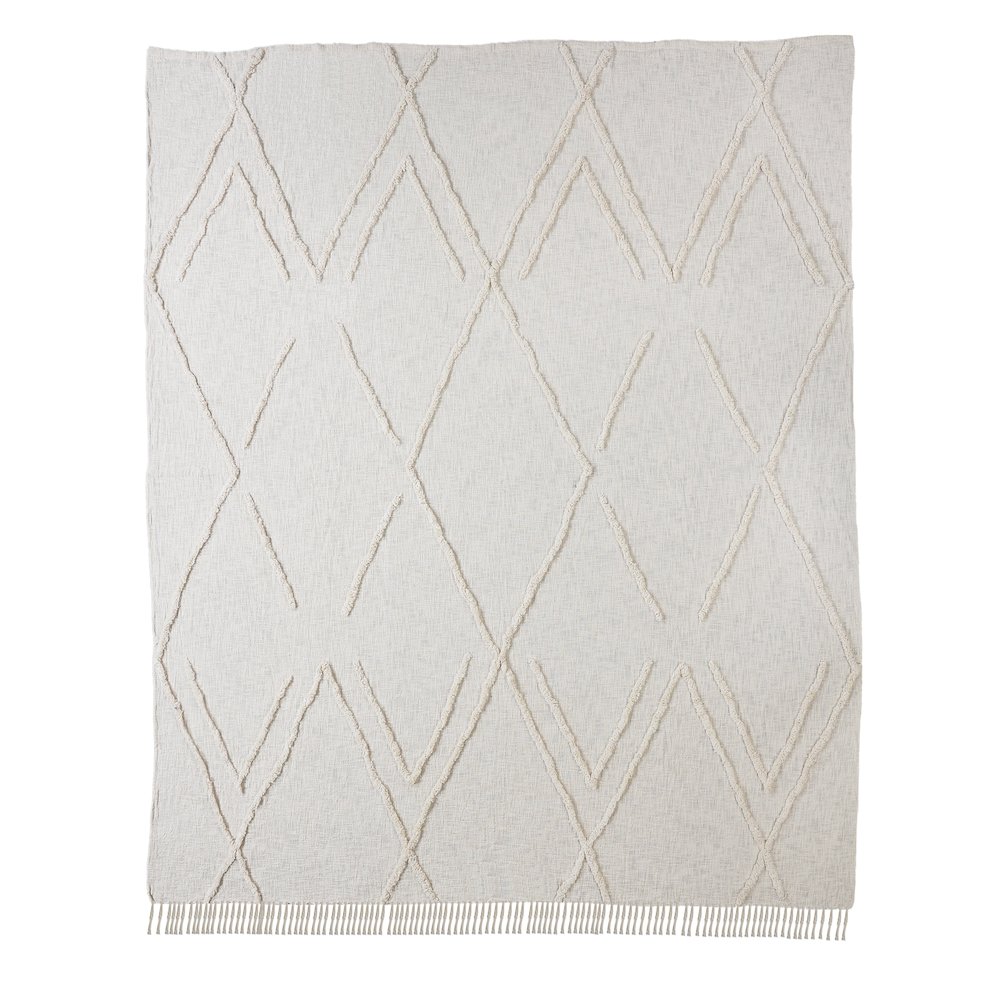 Coverlet Cotton in Ivory 90" x 90". Picture 1