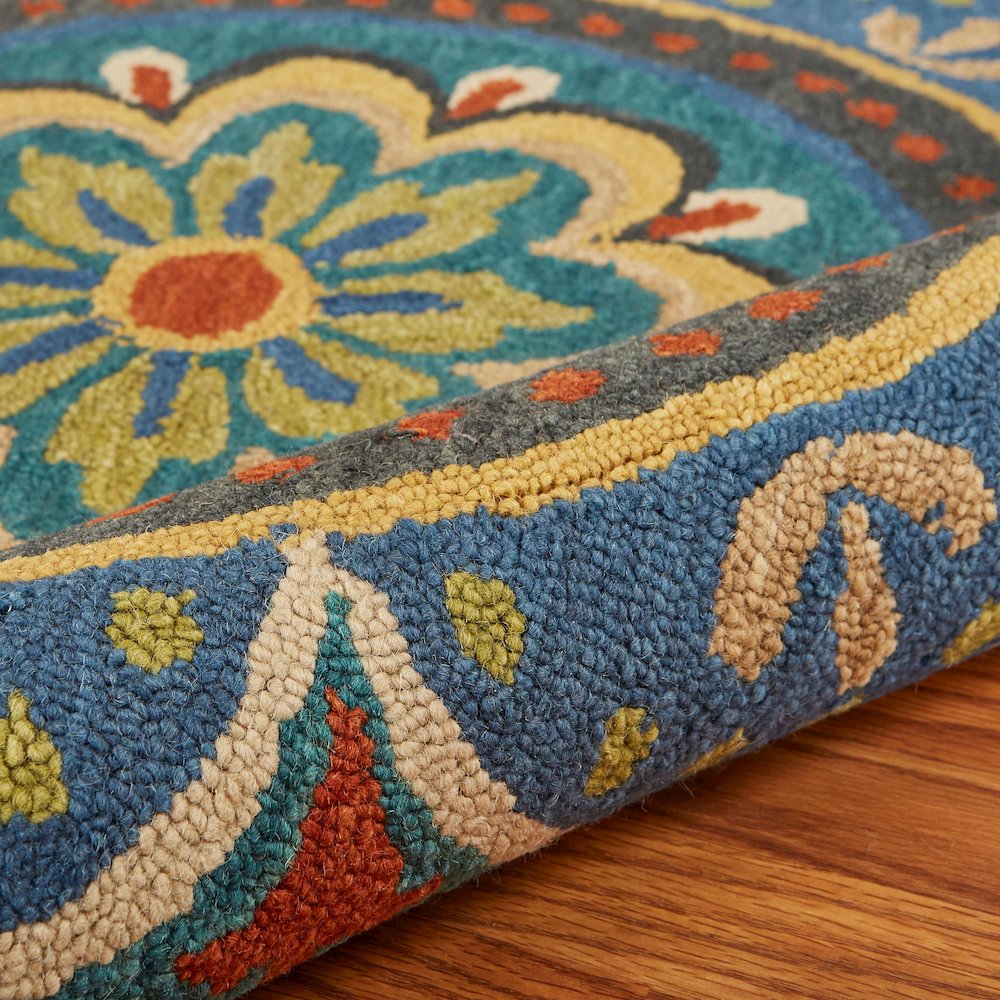 Dazzle Wool Area Rug Indoor in Blue/Multicolored, 6' Round. Picture 5