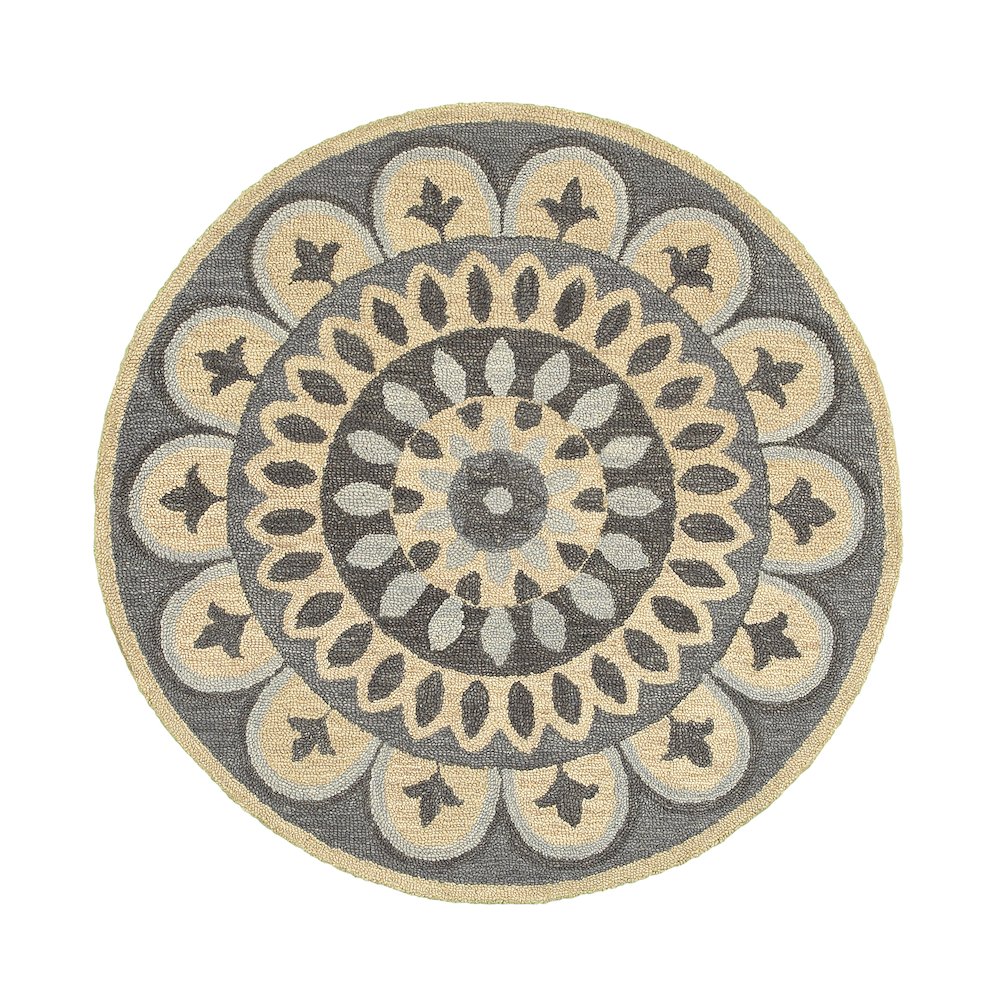 Dazzle Wool Area Rug Indoor in Gray/Ivory, 6' Round. Picture 1