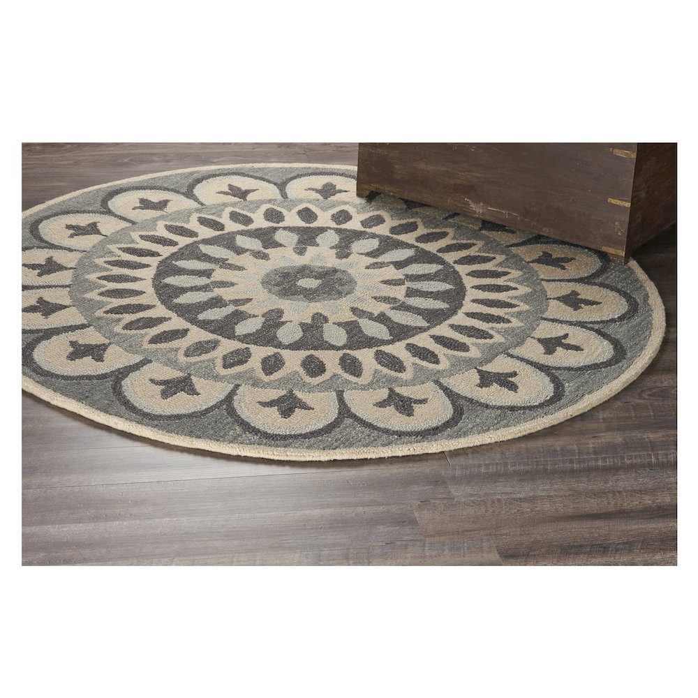 Dazzle Wool Area Rug Indoor in Gray/Ivory, 6' Round. Picture 6