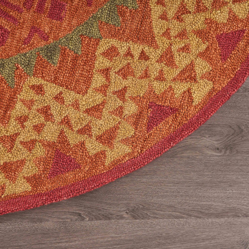 Dazzle Wool Area Rug Indoor in Orange/Red, 6' Round. Picture 6