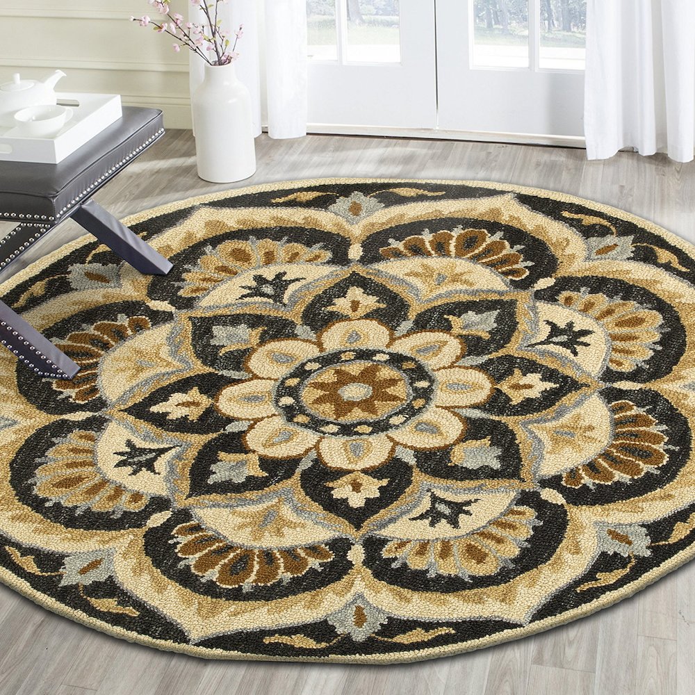 Dazzle Wool Area Rug Indoor in Black/Ivory, 6' Round. Picture 8