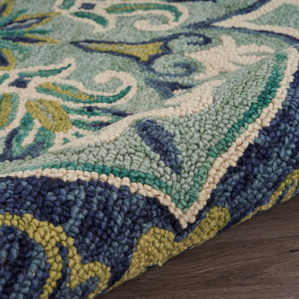 Dazzle Wool Area Rug Indoor in Blue/Green, 6' Round. Picture 4