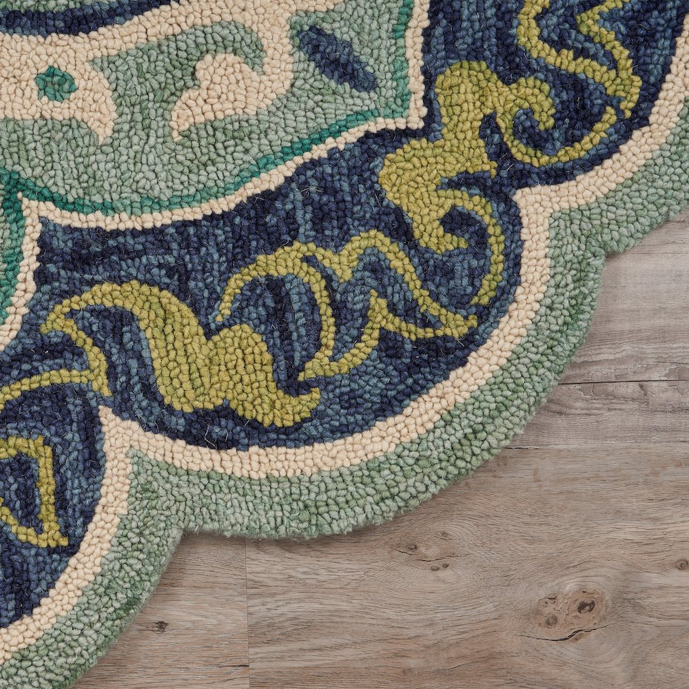 Dazzle Wool Area Rug Indoor in Blue/Green, 6' Round. Picture 5