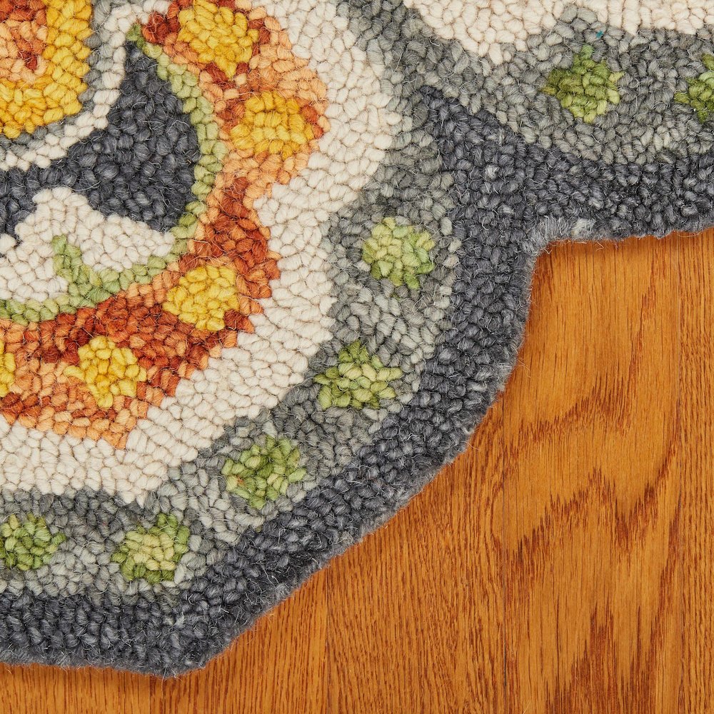 Dazzle Wool Area Rug Indoor in Gray/Yellow, 6' Round. Picture 6