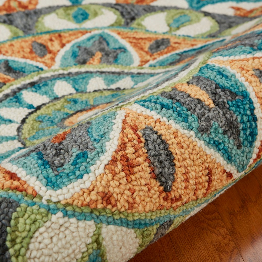 Dazzle Wool Area Rug Indoor in Orange/Blue, 6' Round. Picture 5
