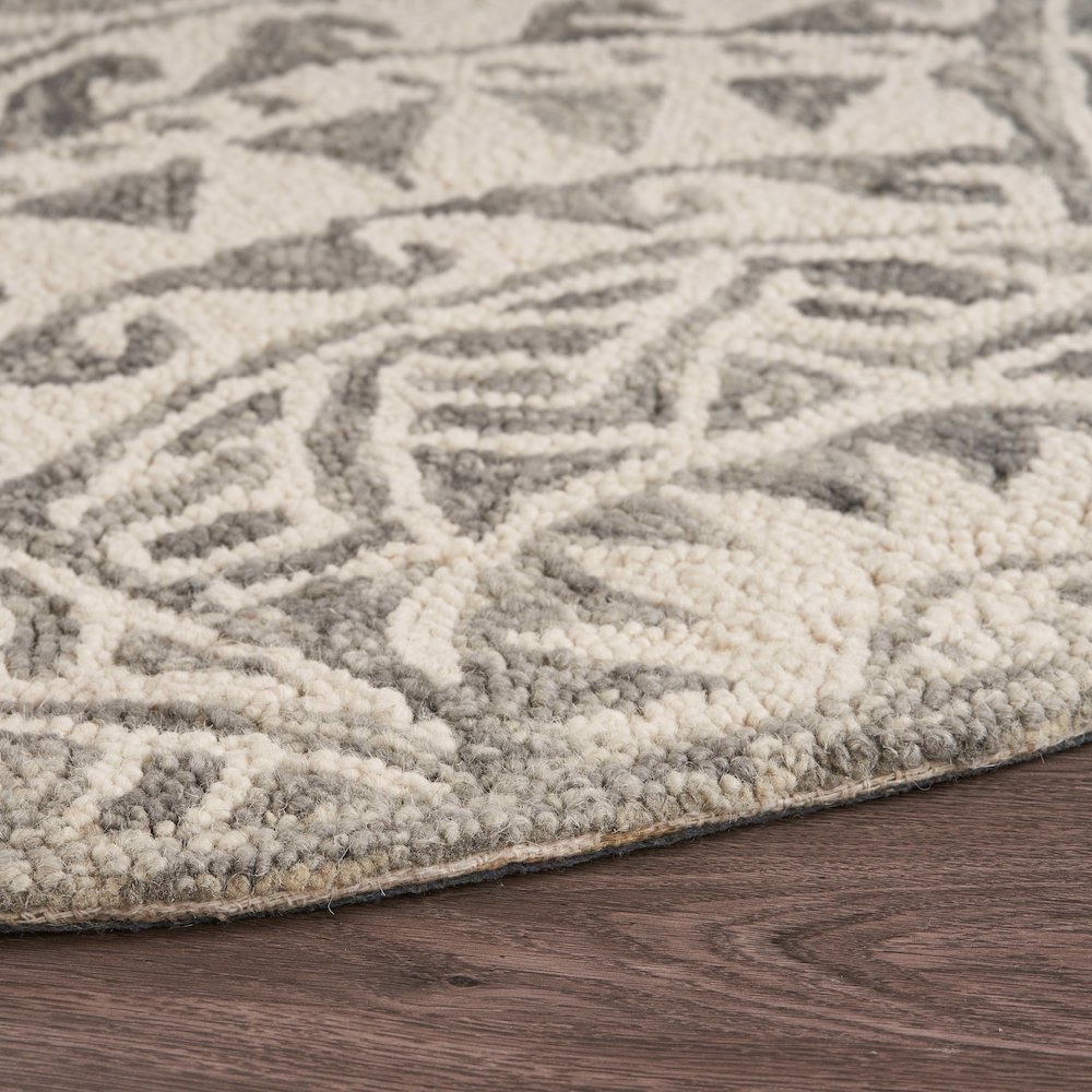 Dazzle Wool Area Rug Indoor in Gray/Ivory, 6' Round. Picture 6