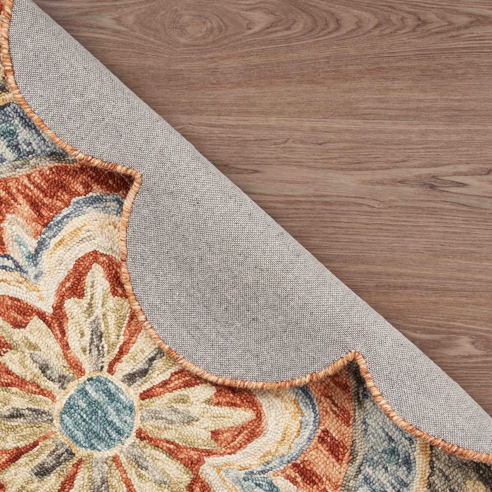 Dazzle Wool Area Rug Indoor in Orange/Multicolored, 6' Round. Picture 4