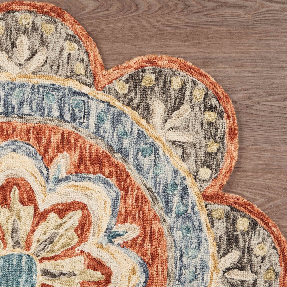 Dazzle Wool Area Rug Indoor in Orange/Multicolored, 6' Round. Picture 6