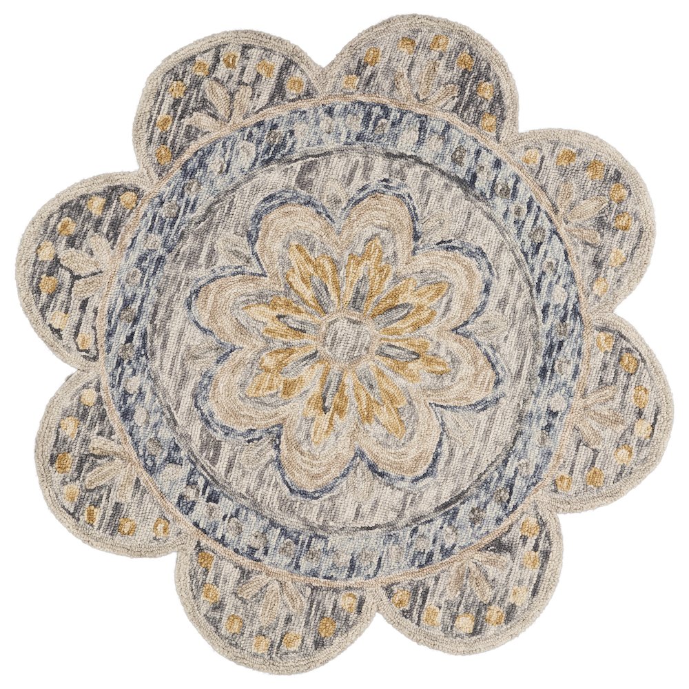 Dazzle Wool Area Rug Indoor in Gray/Multicolored, 6' Round. Picture 1