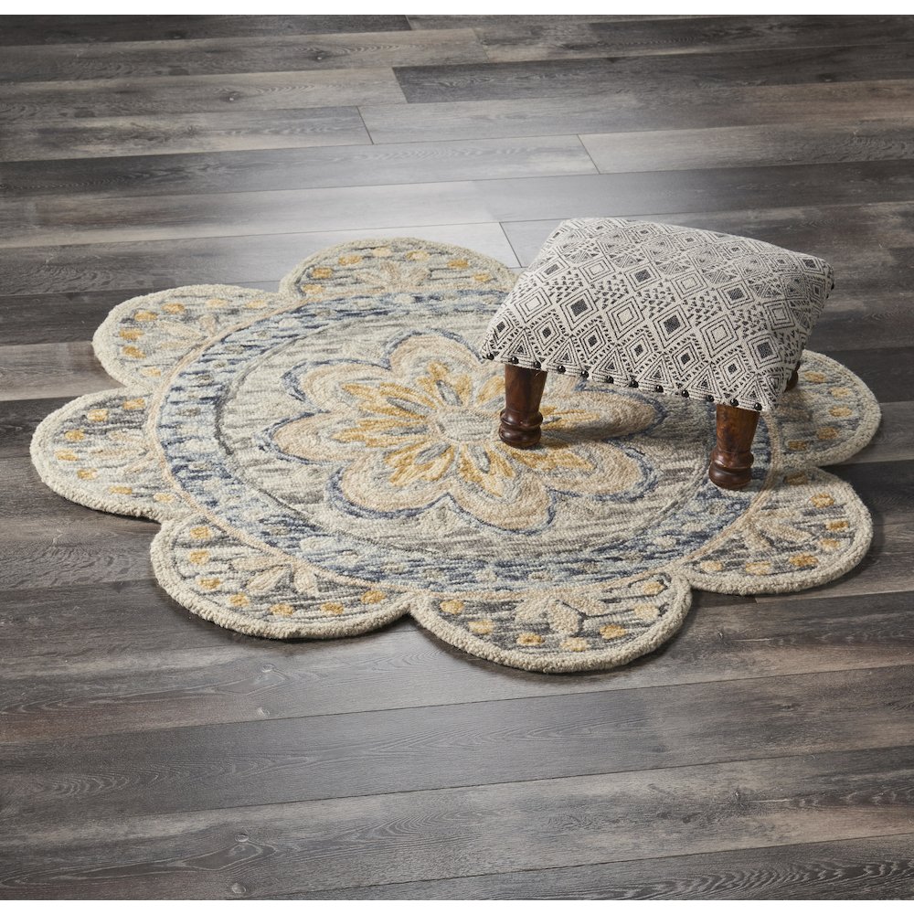 Dazzle Wool Area Rug Indoor in Gray/Multicolored, 6' Round. Picture 6