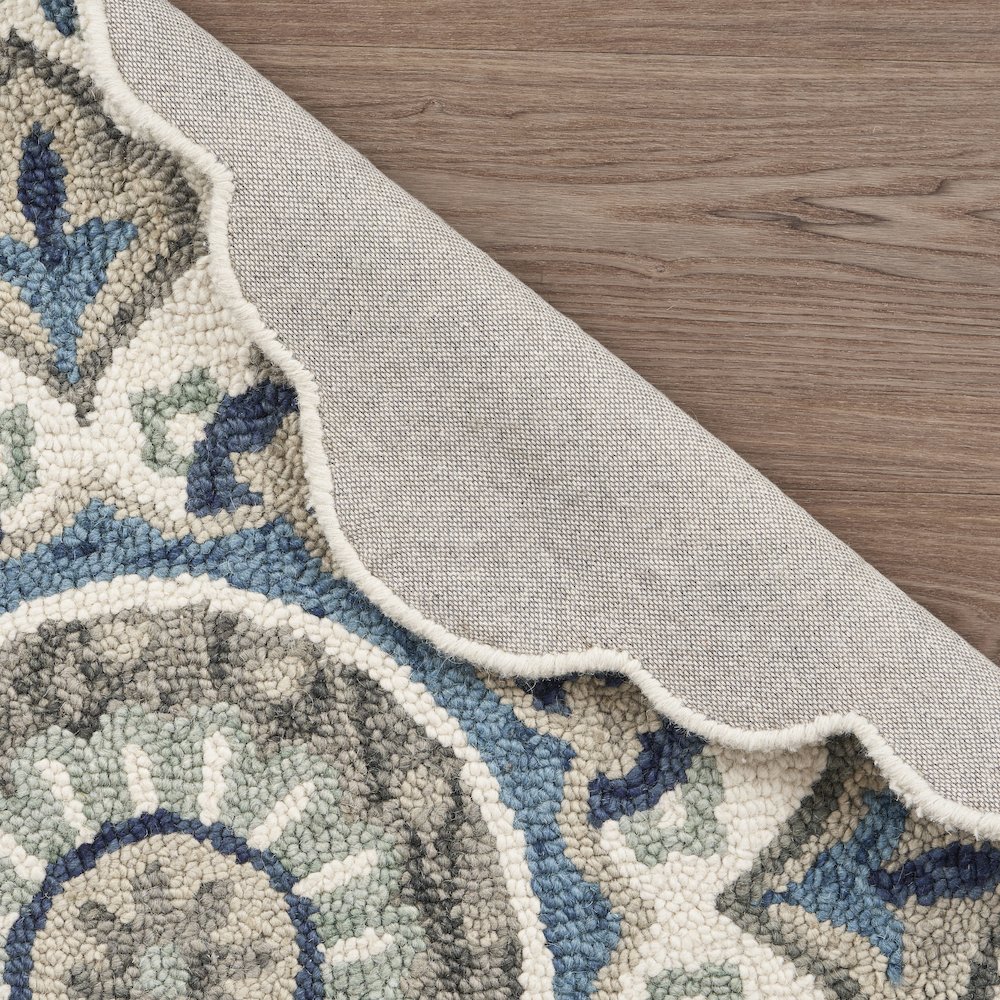 Dazzle Wool Area Rug Indoor in Cream/Blue, 6' Round. Picture 4