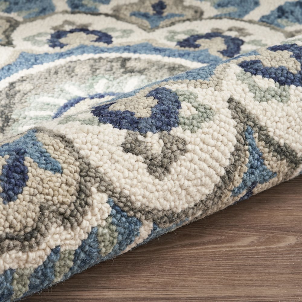 Dazzle Wool Area Rug Indoor in Cream/Blue, 6' Round. Picture 5