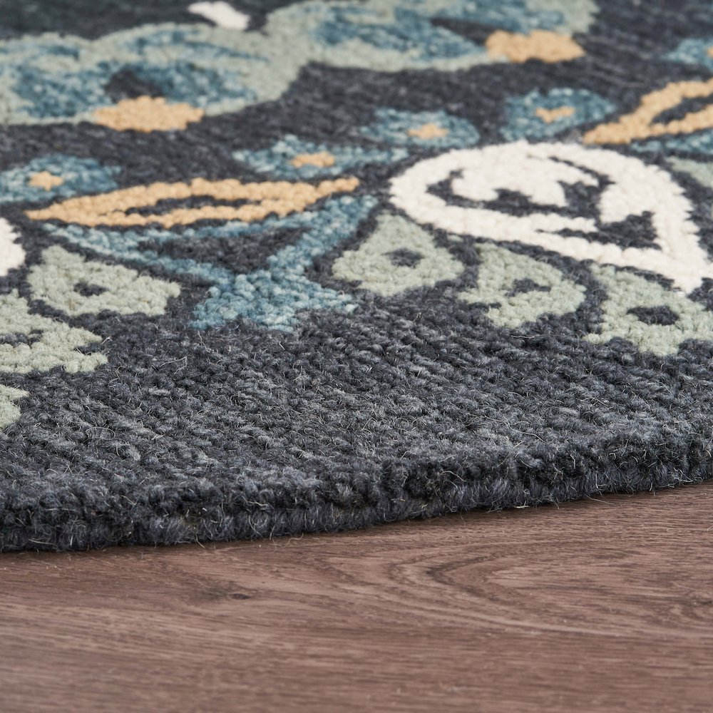 Dazzle Wool Area Rug Indoor in Black/Multicolored, 6' Round. Picture 3