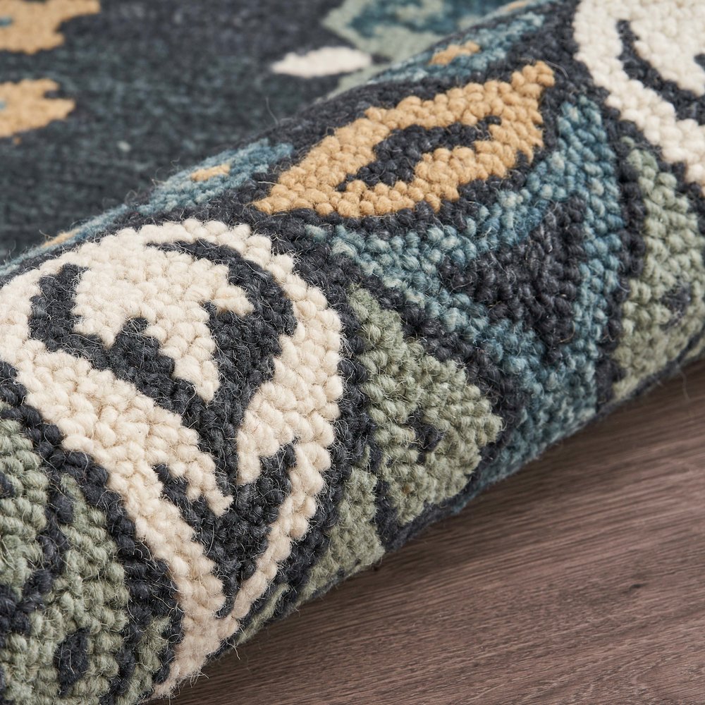 Dazzle Wool Area Rug Indoor in Black/Multicolored, 6' Round. Picture 5