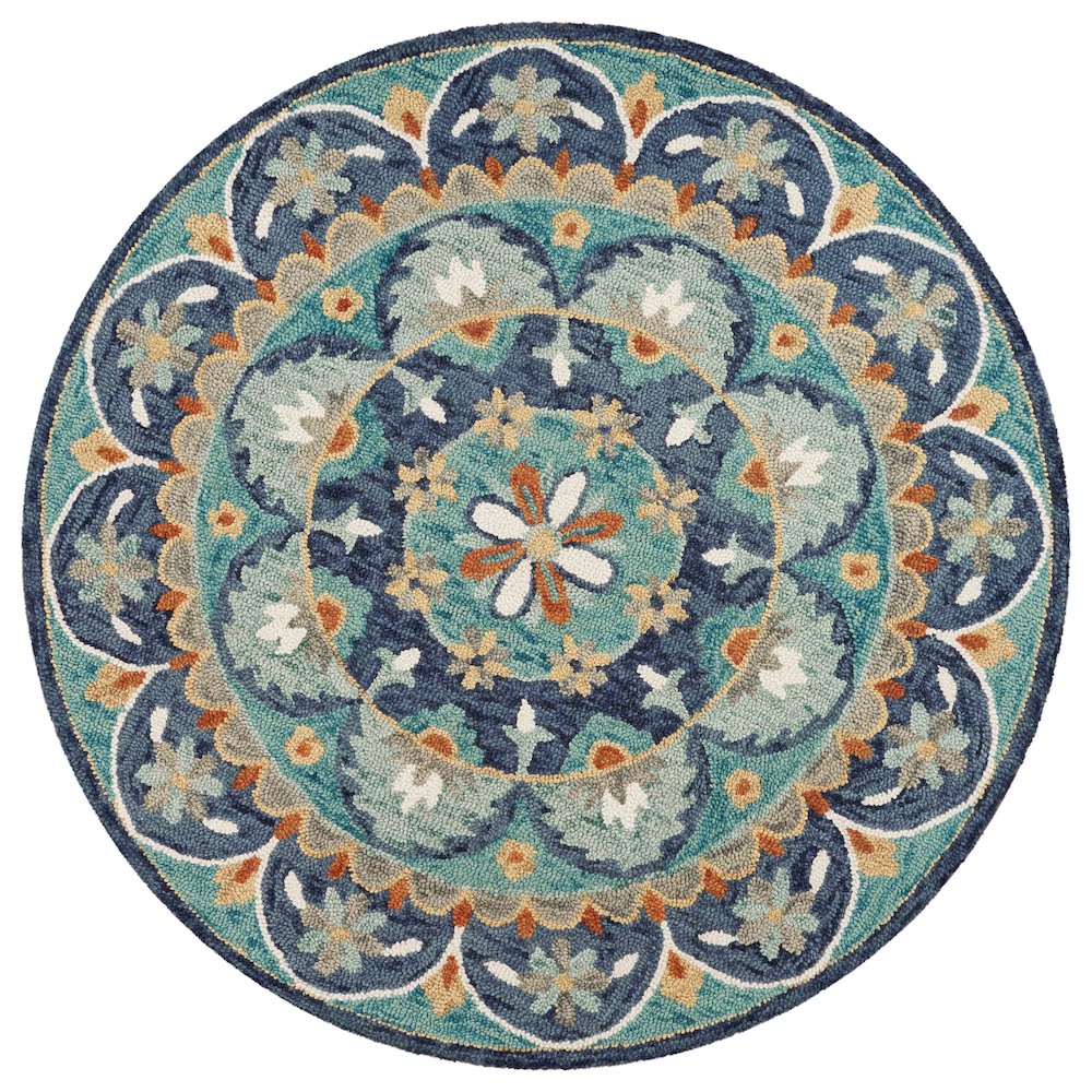 Dazzle Wool Area Rug Indoor in Blue/Multicolored, 6' Round. Picture 1