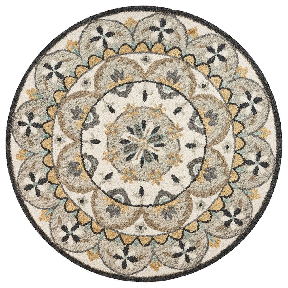 Dazzle Wool Area Rug Indoor in Brown/Cream, 6' Round. Picture 1