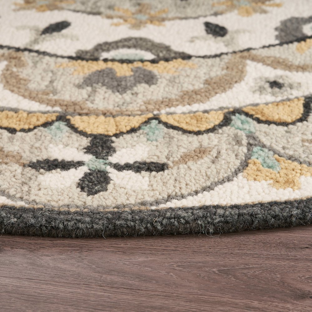 Dazzle Wool Area Rug Indoor in Brown/Cream, 6' Round. Picture 3