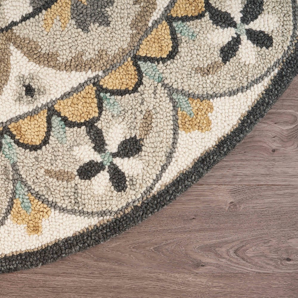 Dazzle Wool Area Rug Indoor in Brown/Cream, 6' Round. Picture 6