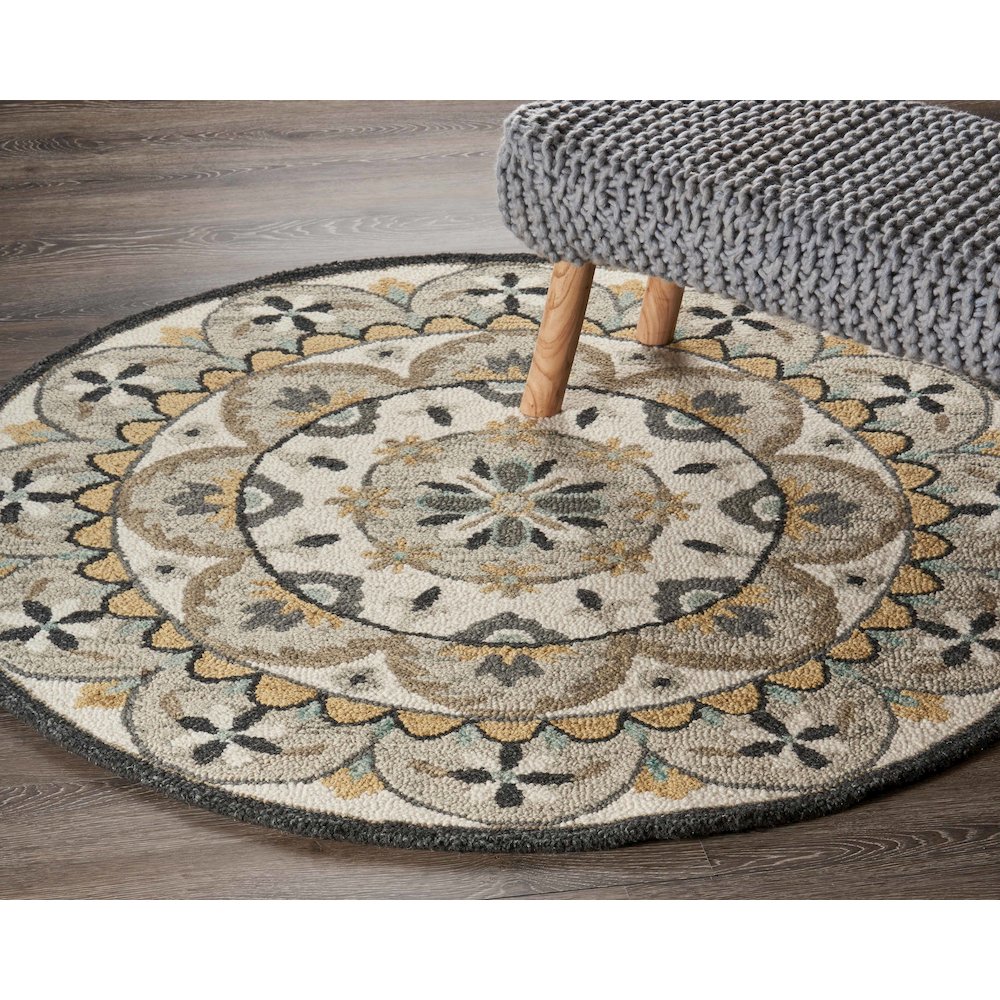 Dazzle Wool Area Rug Indoor in Brown/Cream, 6' Round. Picture 7