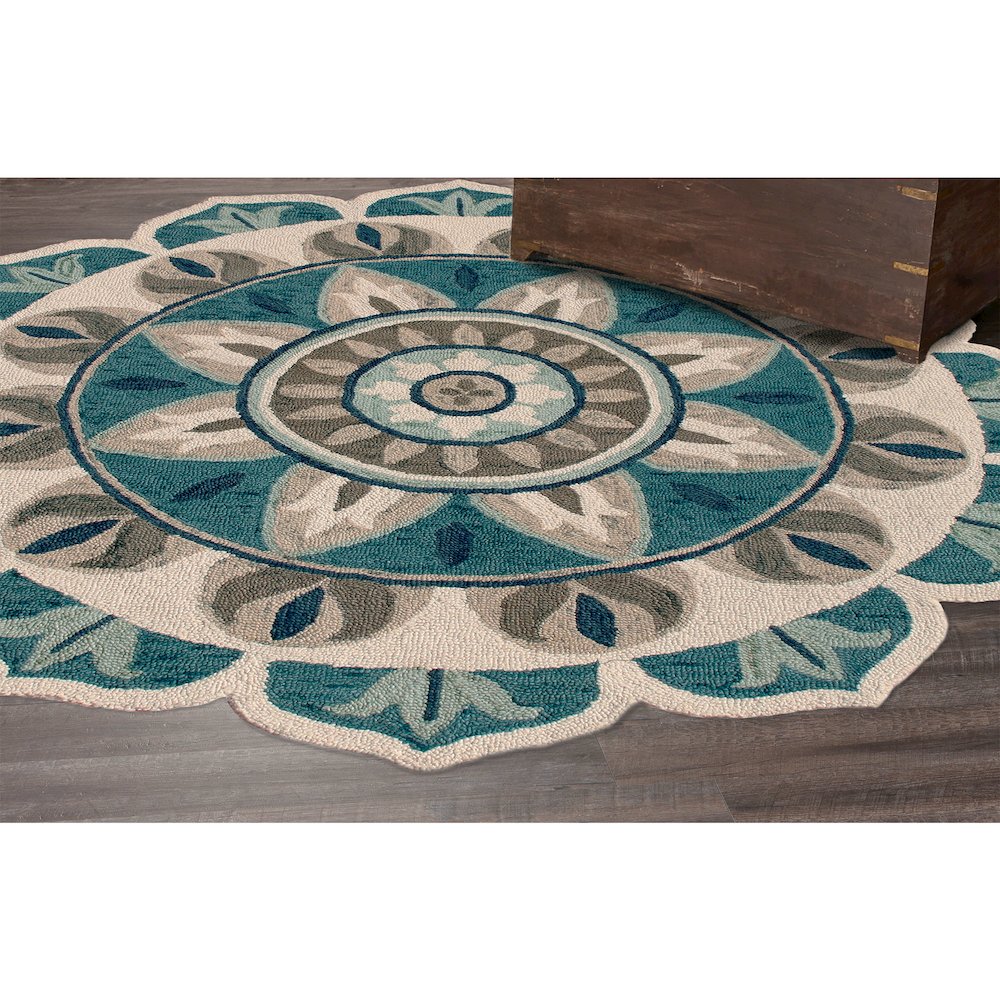 Dazzle Wool Area Rug Indoor in Blue/Gray, 6' Round. Picture 2