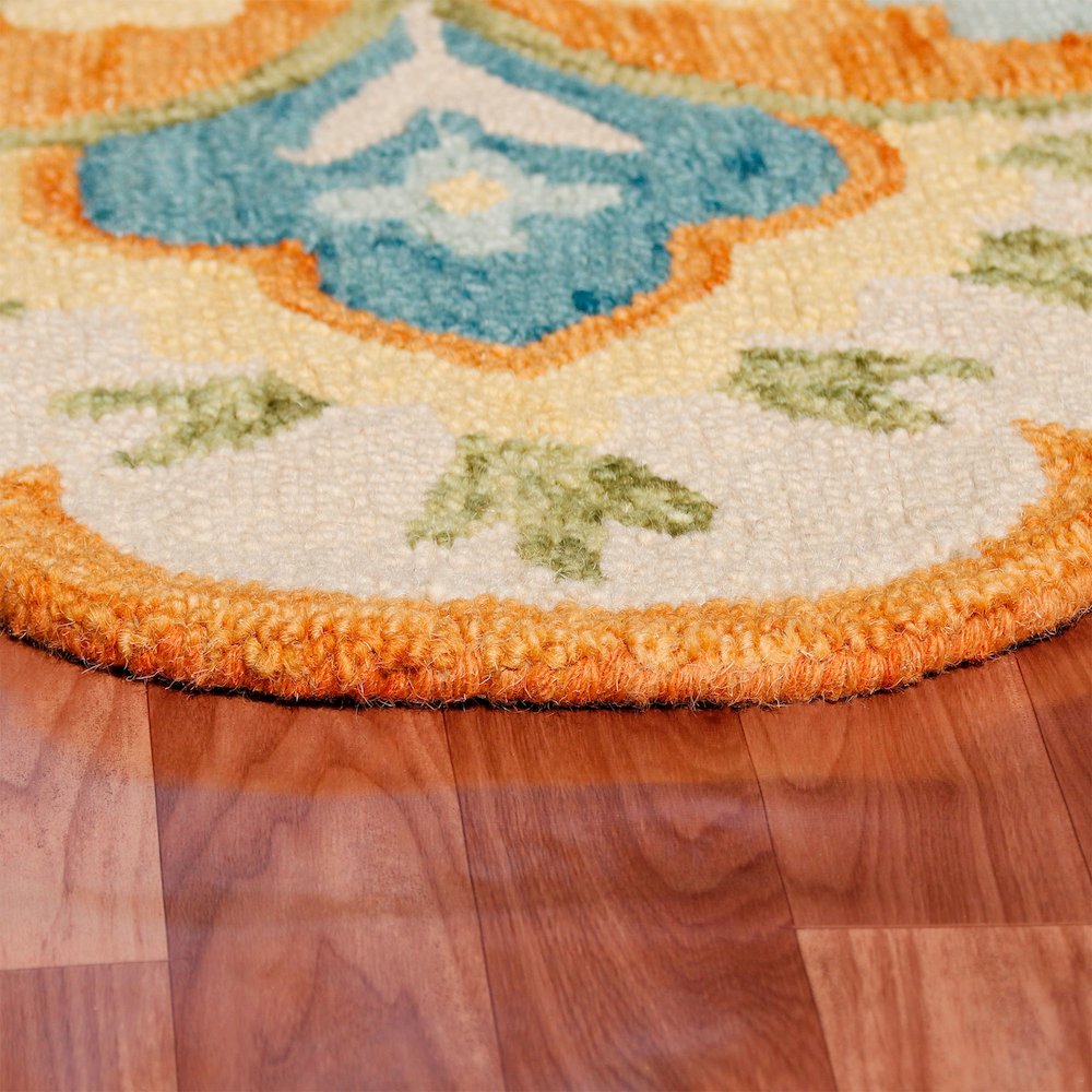 Dazzle Wool Area Rug Indoor in Orange/Blue, 6' Round. Picture 3