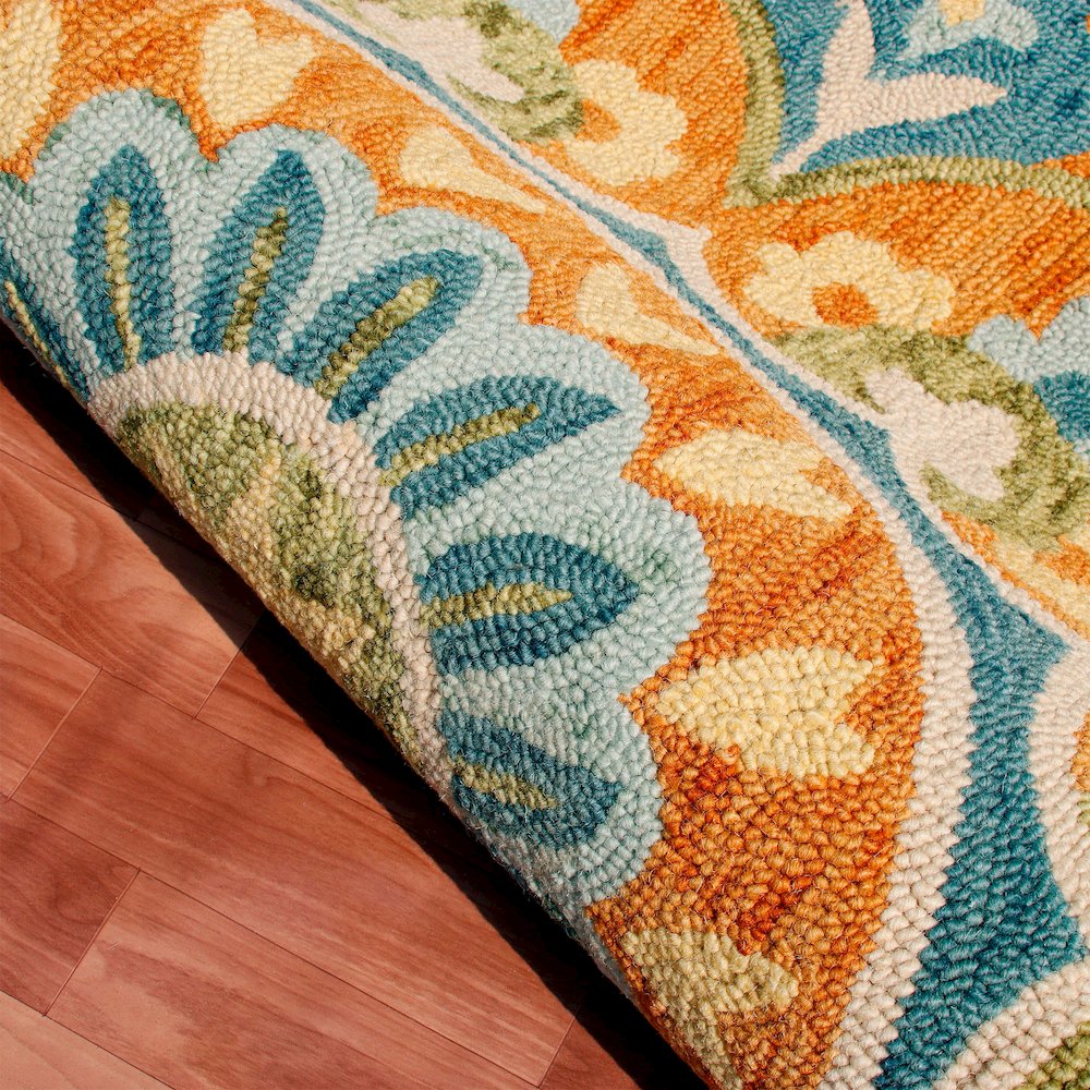 Dazzle Wool Area Rug Indoor in Orange/Blue, 6' Round. Picture 4