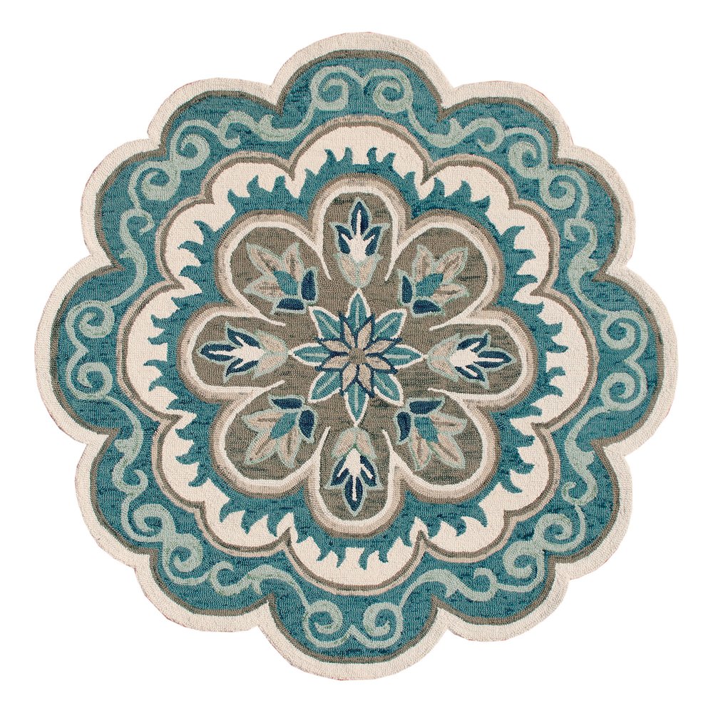 Dazzle Wool Area Rug Indoor in Blue/Gray, 6' Round. Picture 1