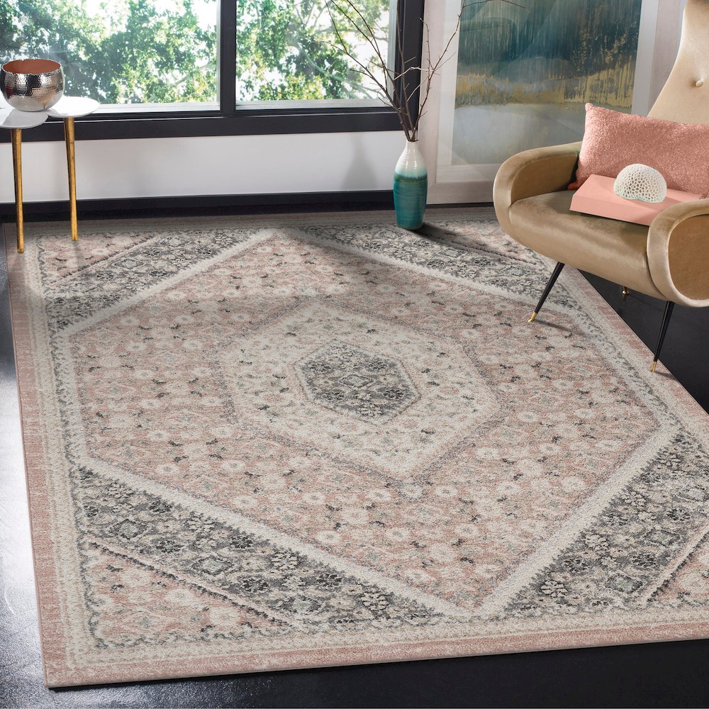 Dune Durable Performance Area Rug Indoor in Pink/Cream, 5'2" x 7'2". Picture 2