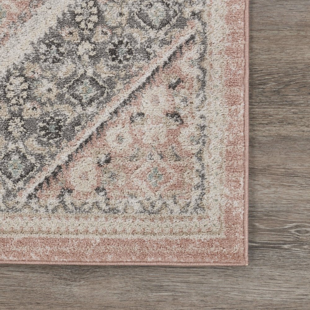 Dune Durable Performance Area Rug Indoor in Pink/Cream, 2'6" x 8'. Picture 5