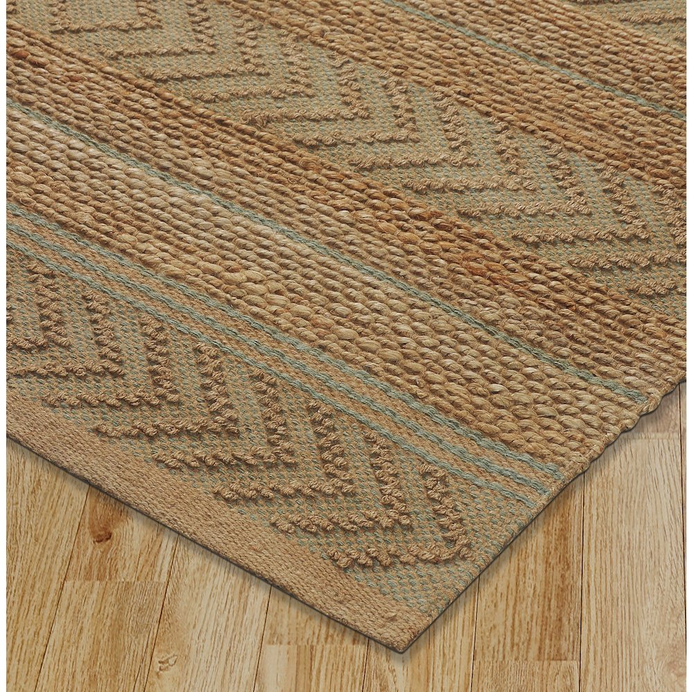 Earth Jute Area Rug Indoor in Tan/Seafoam/Tan, 7'9" x 9'9". Picture 3