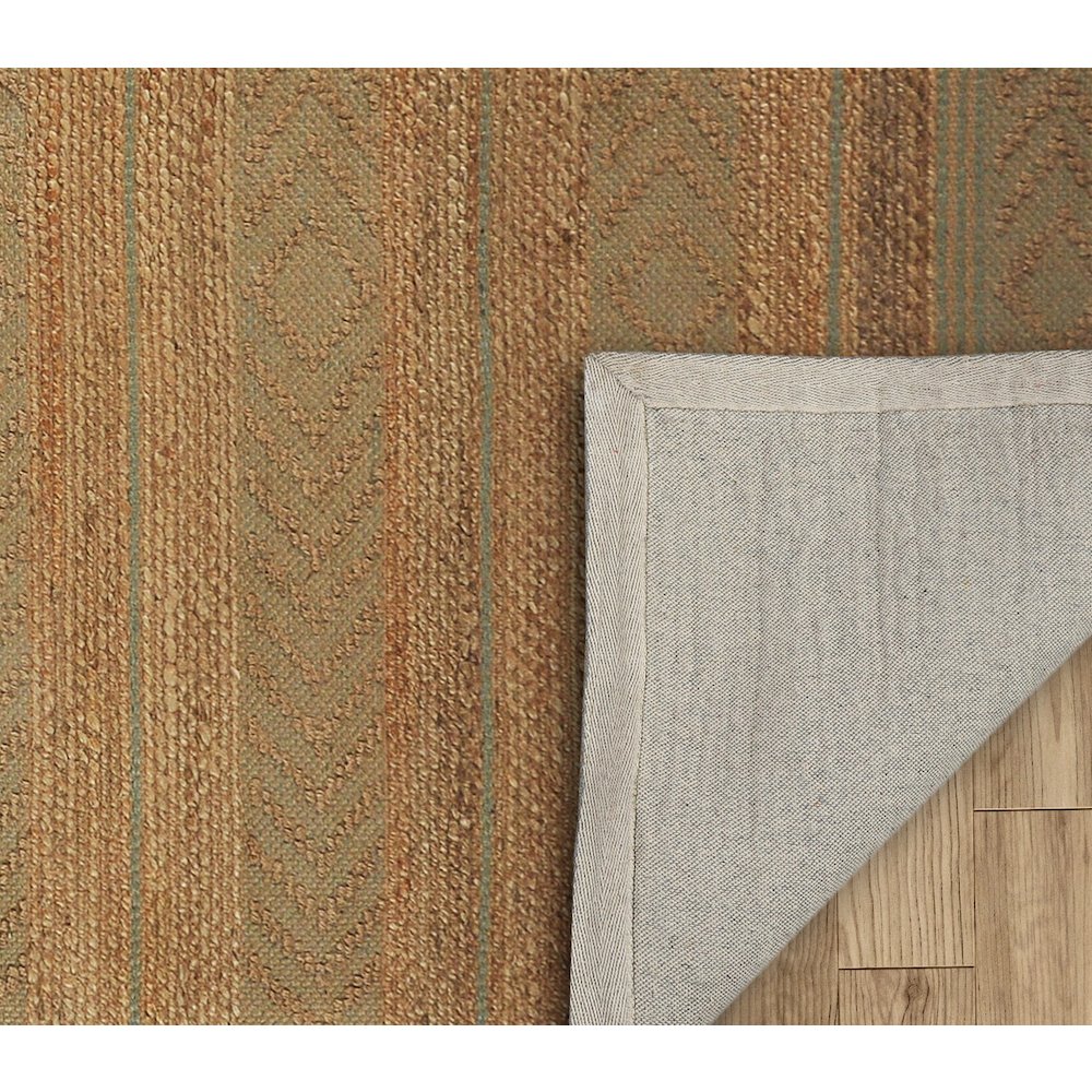 Earth Jute Area Rug Indoor in Tan/Seafoam/Tan, 7'9" x 9'9". Picture 5