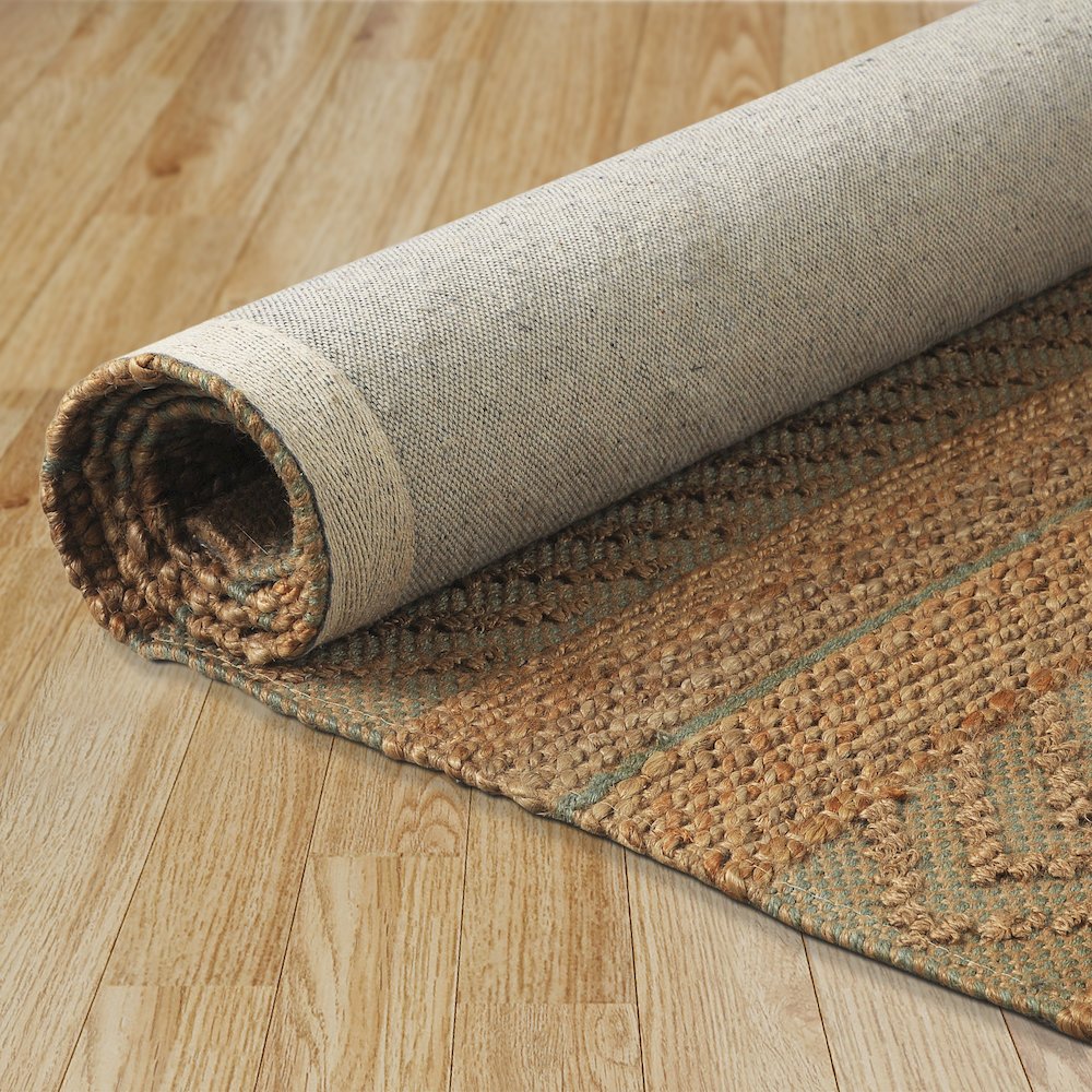 Earth Jute Area Rug Indoor in Tan/Seafoam/Tan, 7'9" x 9'9". Picture 4