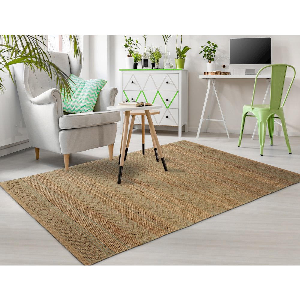 Earth Jute Area Rug Indoor in Tan/Seafoam/Tan, 7'9" x 9'9". Picture 7