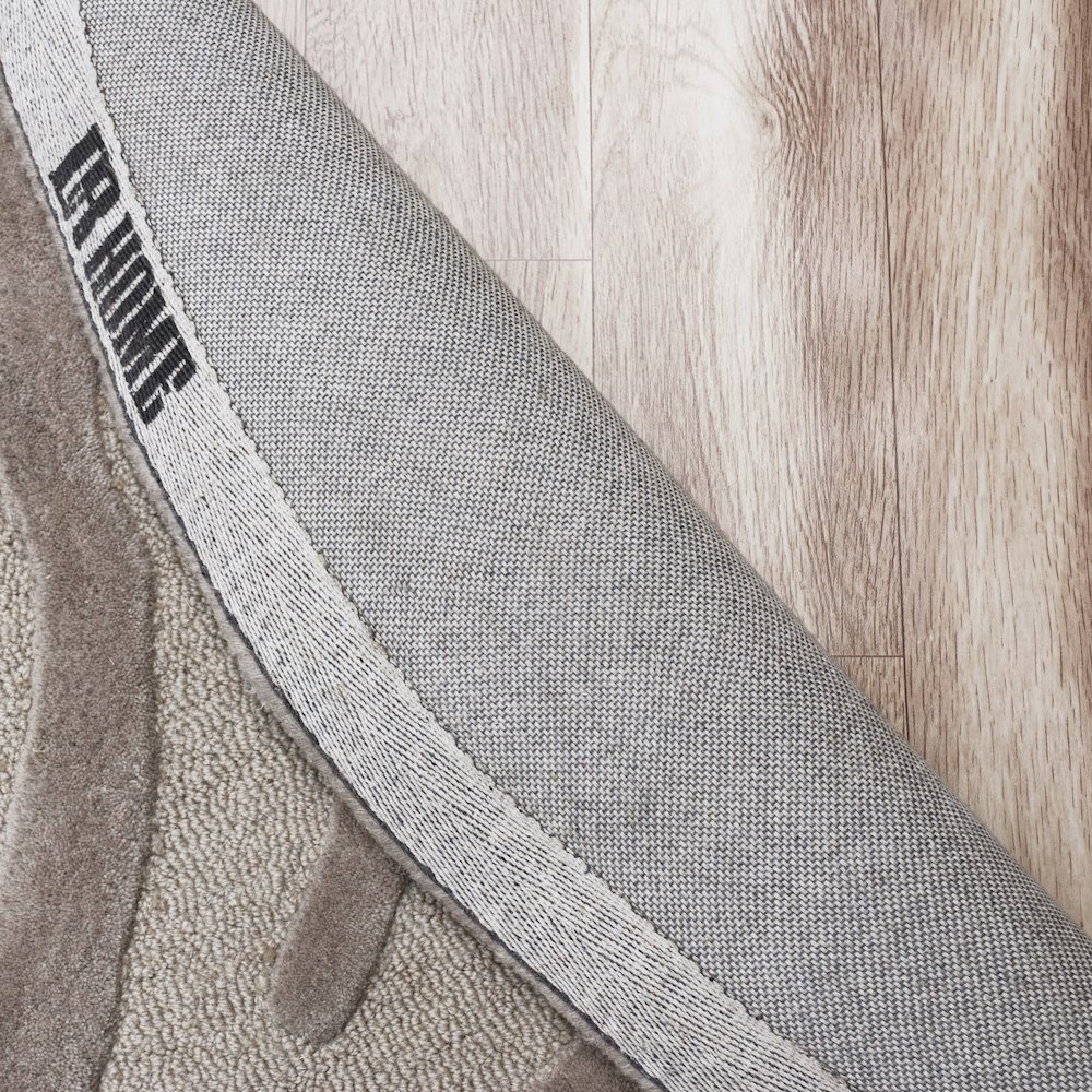 Fashion Wool Area Rug Indoor in Beige/Gray, 5' Round. Picture 4