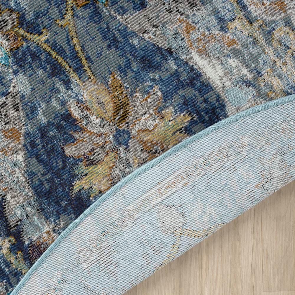 Gala Durable Performance Area Rug Indoor in Blue/Multicolored, 7'6" Round. Picture 5