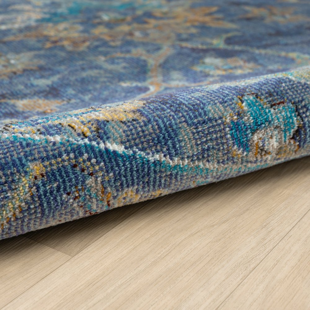 Gala Durable Performance Area Rug Indoor in Blue/Multicolored, 7'6" Round. Picture 4