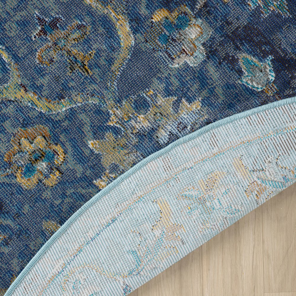 Gala Durable Performance Area Rug Indoor in Blue/Multicolored, 7'6" Round. Picture 5
