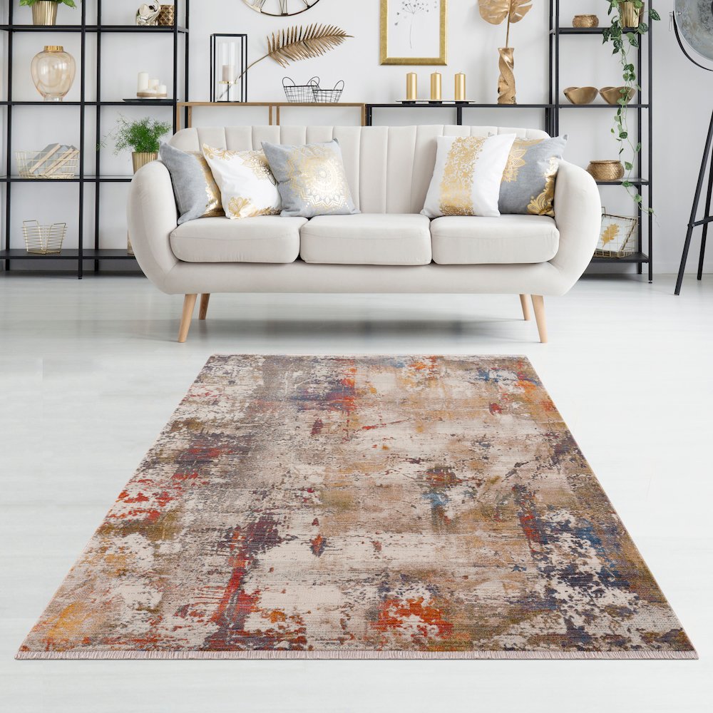 Holi Durable Performance Area Rug Indoor in Gray/Ivory, 5' x 8'. Picture 8
