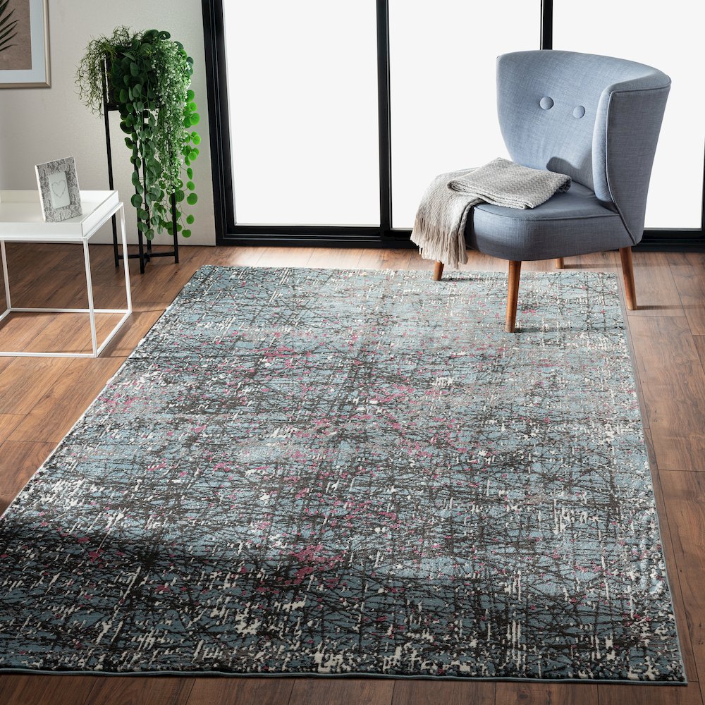 Impulse Performance Blend Area Rug Indoor in Blue/Silver, 7'6" x 9'6". Picture 7