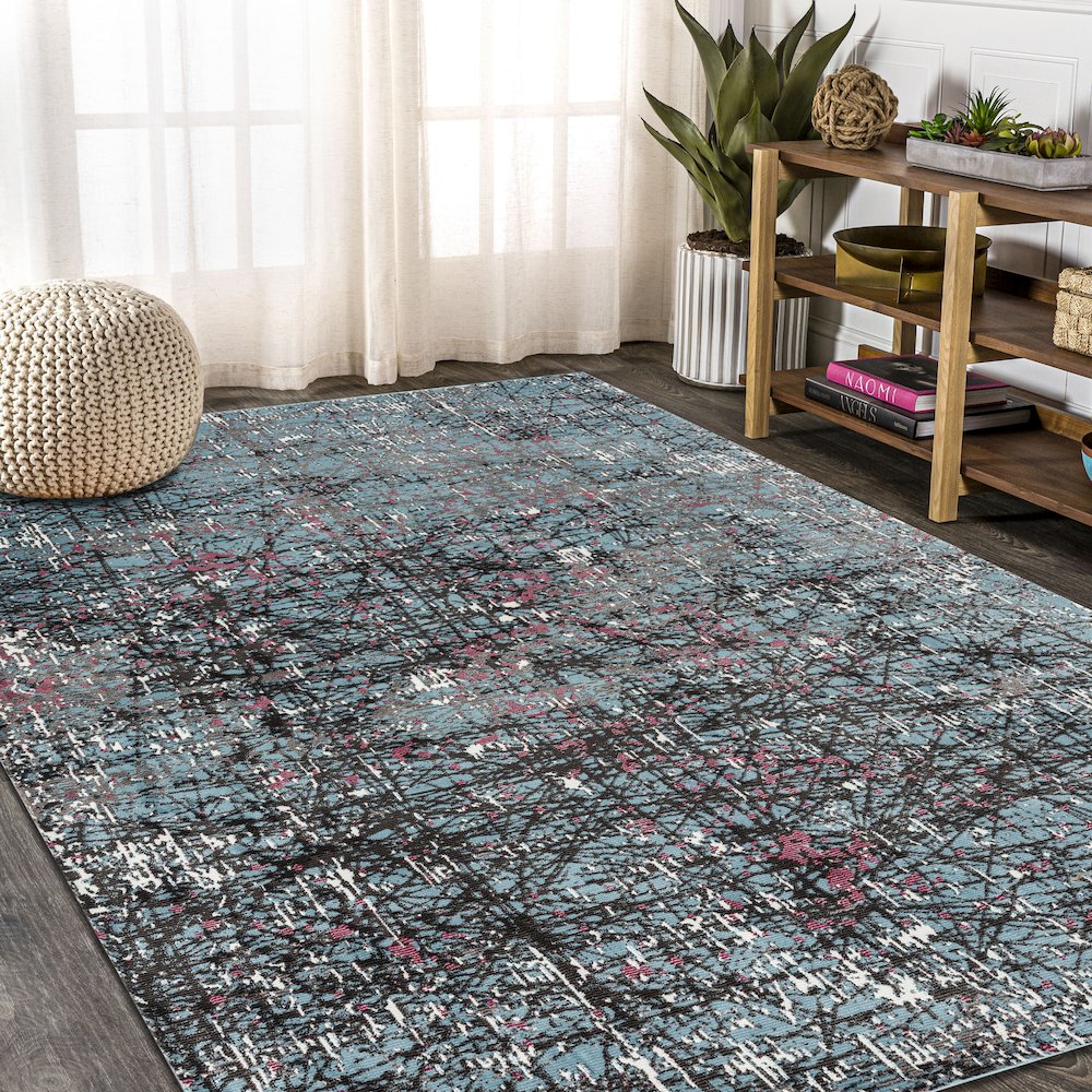 Impulse Performance Blend Area Rug Indoor in Blue/Silver, 7'6" x 9'6". Picture 8